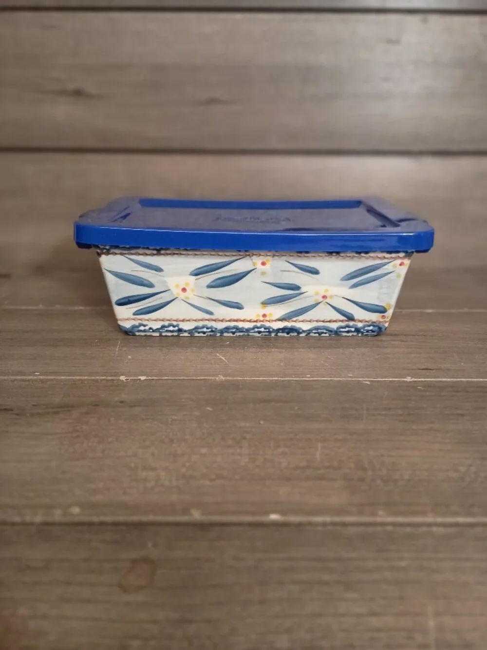 Temp-tations Old World Blue 1.5Qt Loaf Pan with Lid No Wire Rack